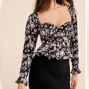 ASTR the label floral corset long sleeve top